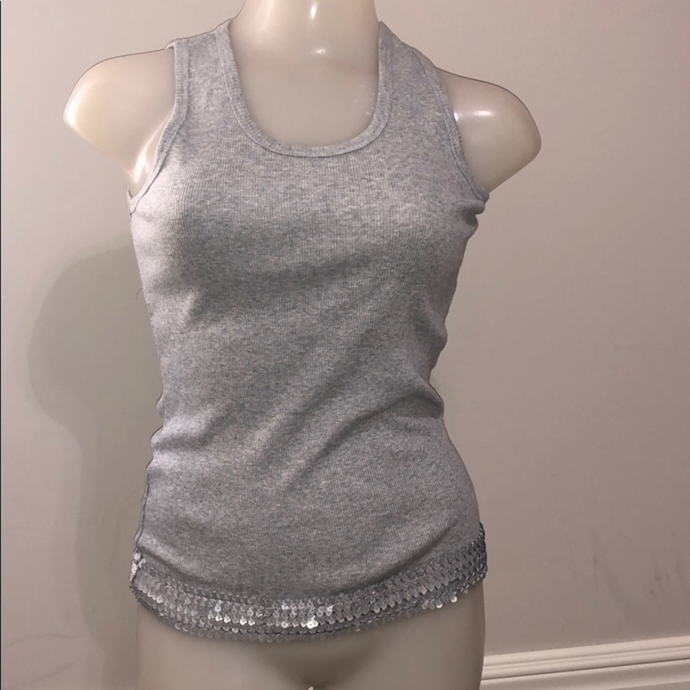 Gray ribbed SEQUIN tank Top S